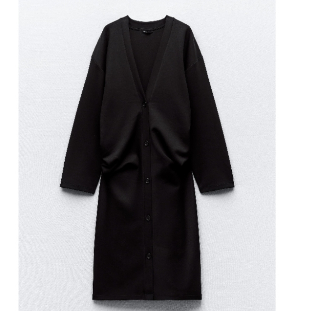 Zara Ruched Long Interlock cardigan/jacket - Picture 4 of 11